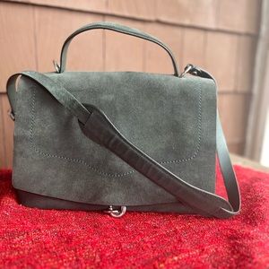 Gorgeous forest green suede and leather Rebecca Minkoff handbag.